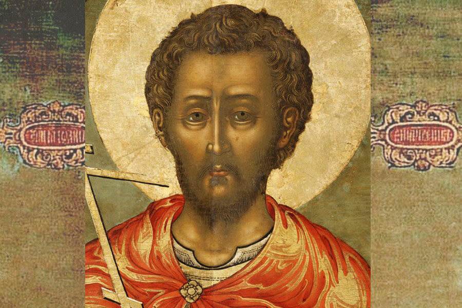 Святой мученик Иоанн Воин Фрагмент иконы 