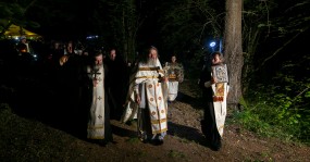 священники на крестном ходу лес