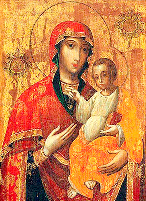 Ильинско-Черниговская икона Божией Матери (Фрагмент иконы. XVIII в.)