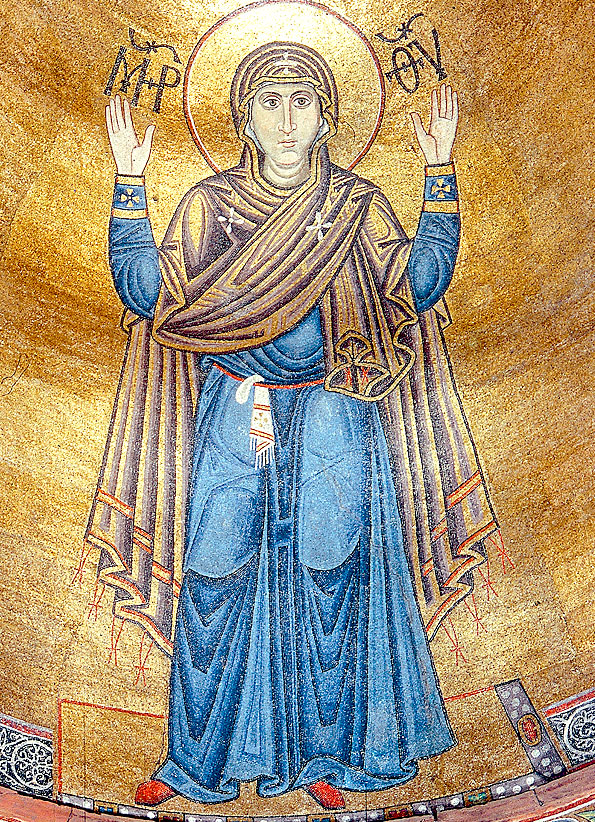 Икона Божией Матери «Нерушимая Стена» (Мозаика. XI в. Собор святой Софии, Киев)