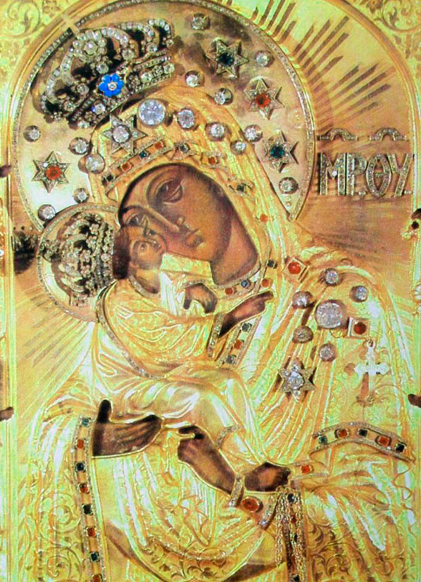 Почаевская икона Божией Матери (Фрагмент. 1559 г. Почаевская Свято-Успенская Лавра, Украина)