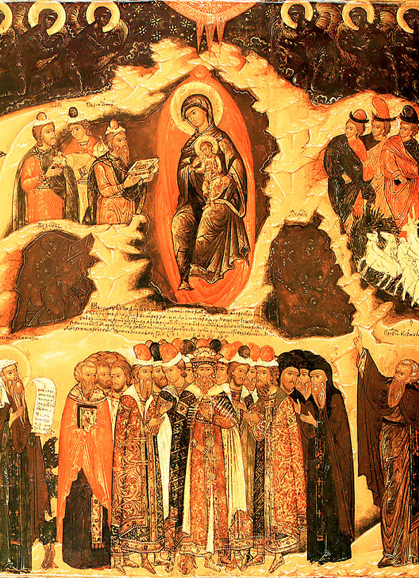 Собор Пресвятой Богородицы (Икона. XVI в. Музей палехского искусства, Палех, Россия)