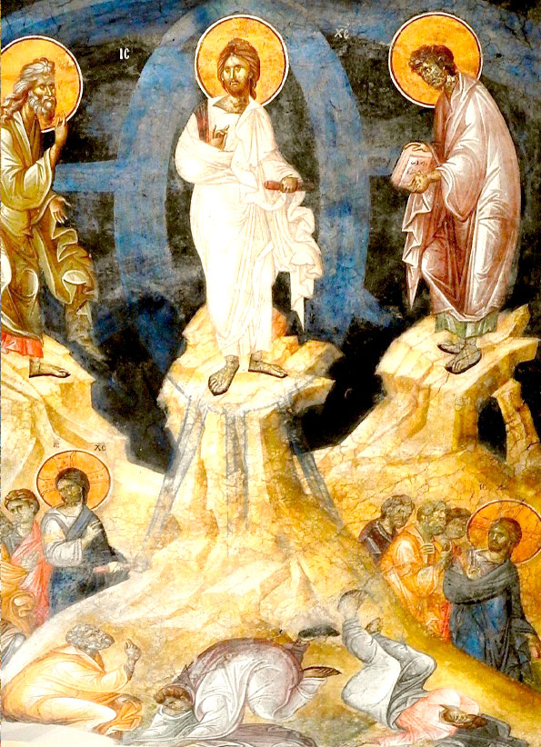 Преображение Господа Бога и Спаса нашего Иисуса Христа (Фрагмент фрески. Ок. 1320 г. Мон. Грачаница, Косово, Сербия)