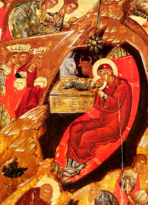 Рождество Христово (Фрагмент иконы. XVII в. Мон. Хиландар, Афон)
