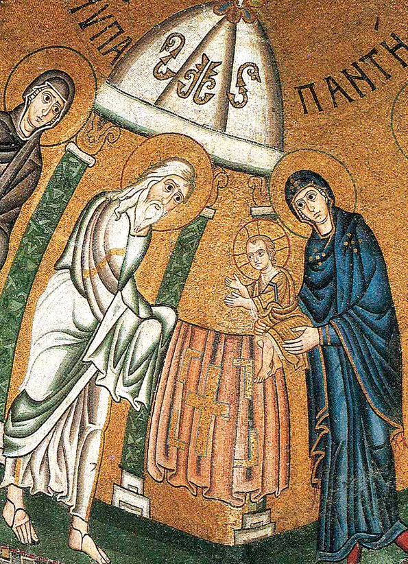 Сретение Господне (Фрагмент мозаики. XI в. Мон. Осиос Лукас, Греция)