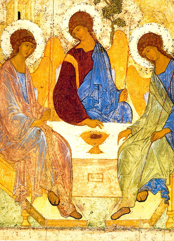 Святая Троица (Икона (прп. Андрей Рублев). Ок. 1411 г. Государственная Третьяковская галерея, Москва)