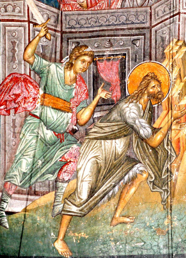 Усекновение главы Пророка, Предтечи и Крестителя Господня Иоанна (Фрагмент фрески. Ок. 1350 г. Мон. Высокие Дечаны, Косово, Сербия)