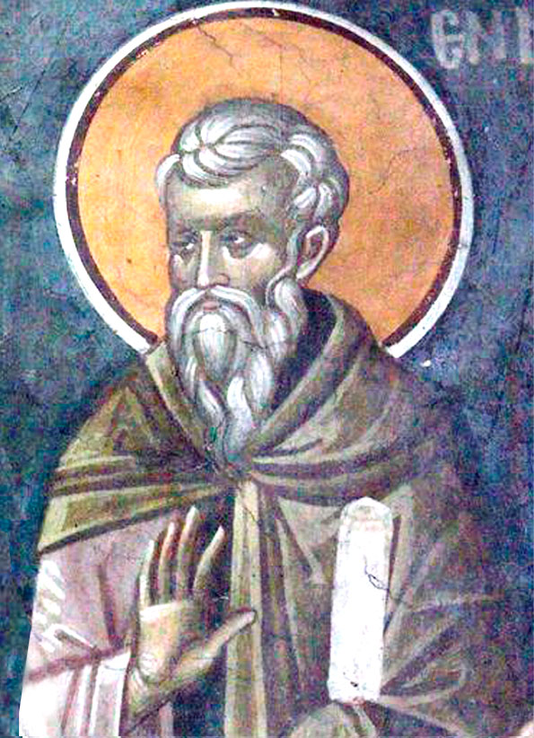 Прп. Феодор Освященный (Фрагмент фрески. XIV в. Монастырь Грачаница, Косово, Сербия)