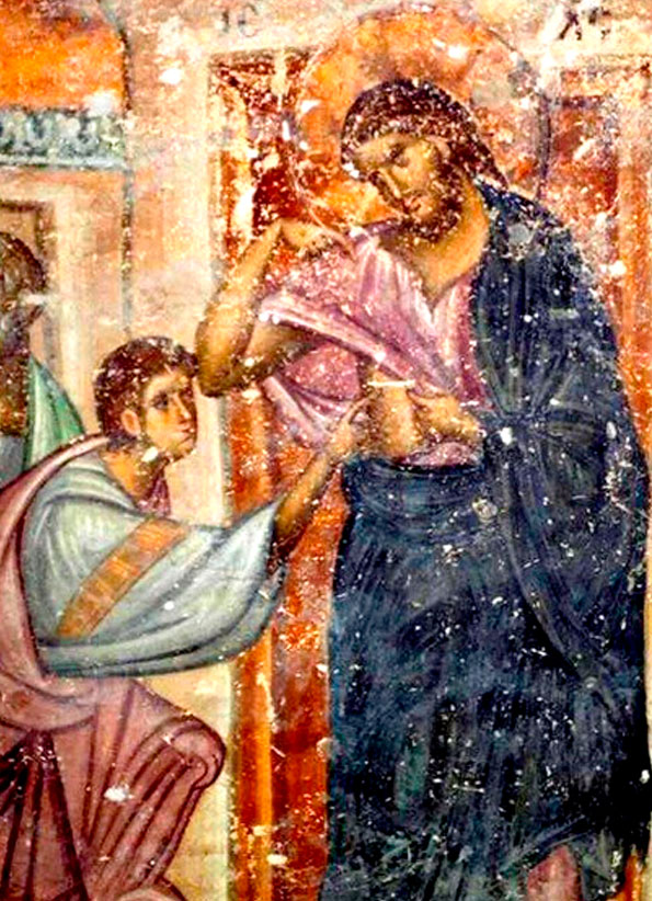 Уверение ап. Фомы (Фрагмент фрески. XIII в. Церковь Святой Троицы в мон. Сопочаны, Сербия)