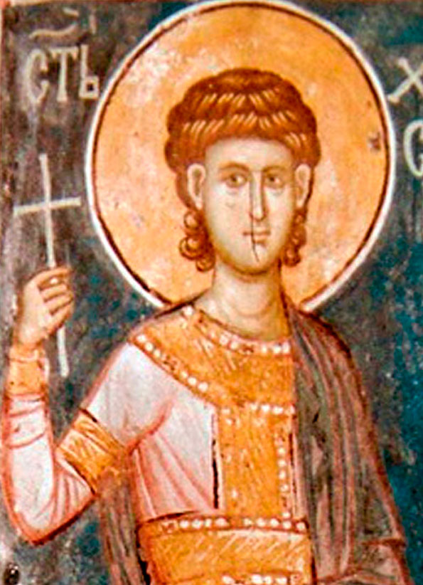 Мч. Хрисогон (Фрагмент фрески. XIV в. Мон. Высокие Дечаны, Косово, Сербия)