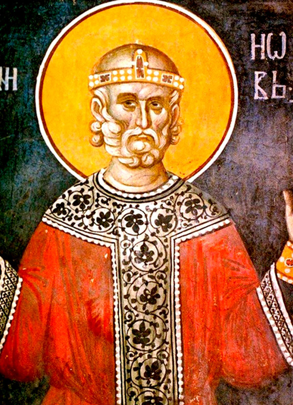 Прав. Иов Многострадальный (Фрагмент фрески. Ок. 1320 г. Монастырь Грачаница, Косово, Сербия)