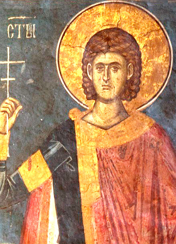 Мч. Каллистрат (Фрагмент фрески. Ок. 1350 г. Мон. Высокие Дечаны, Косово, Сербия)