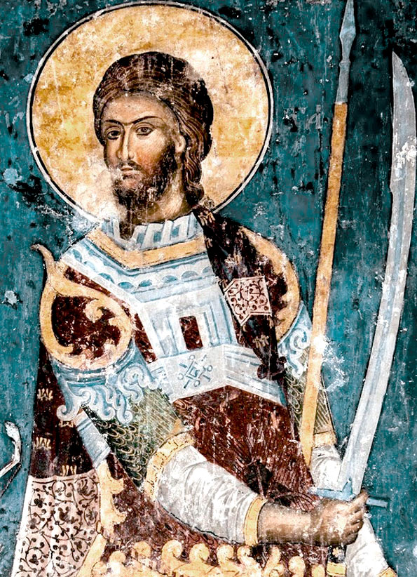 Вмч. Никита (Фрагмент фрески. До 1418 г. Церковь Святой Троицы в монастыре Манасия (Ресава), Сербия)