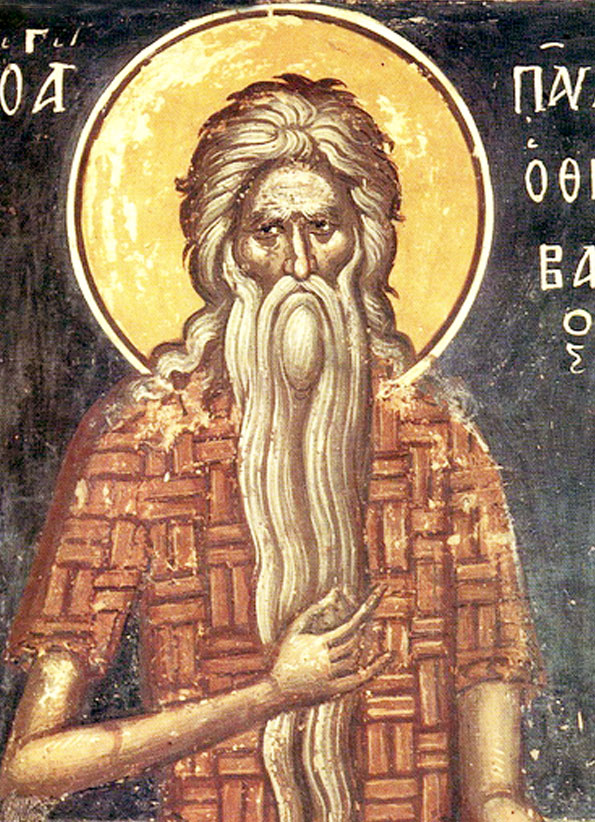 Прп. Павел Фивейский (Фрагмент фрески. 1546 г. Мон. Ставроникита, Афон)