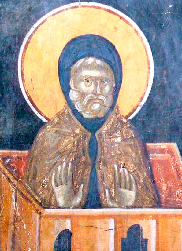 Прп. Симеон Столпник (Фрагмент фрески. XIV в. Мон. Грачаница, Косово, Сербия)
