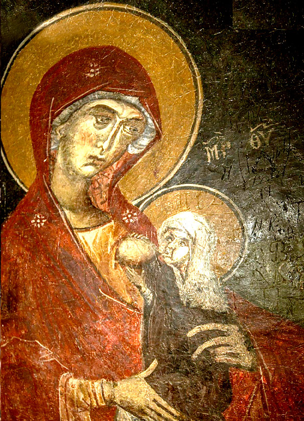 Праведная Анна, мать Пресвятой Богородицы (Фрагмент фрески. Церковь Святого Стефана в Кастории, Греция)