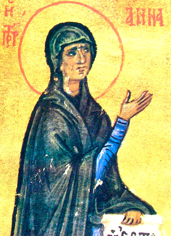 Пророчица Анна, мать прор. Самуила (Фрагмент миниатюры. XI в. Афон, Греция)