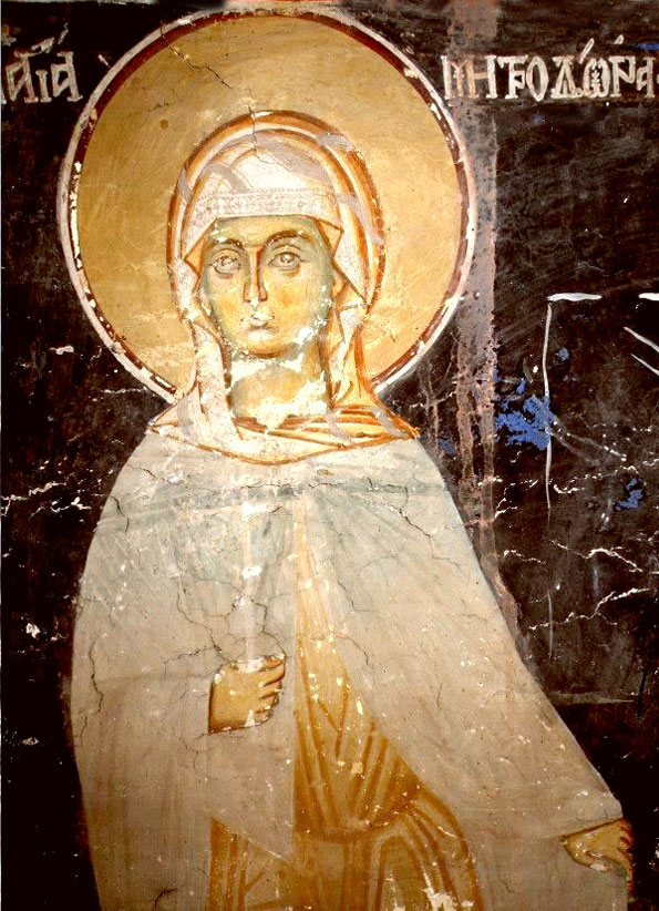 Мц. Митродора (Фрагмент фрески. XVIII в. Церковь Святого Иоанна Предтечи в Кастории, Греция)