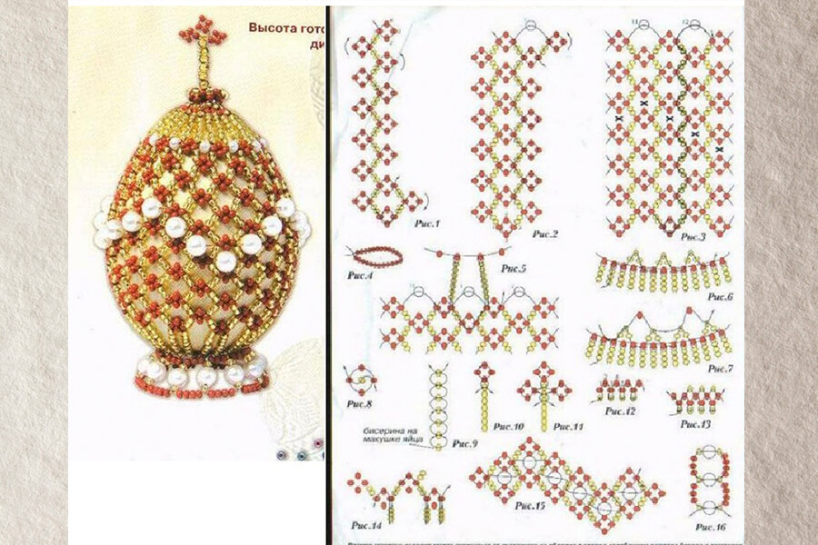 Схемы пасхальных яиц из бисера схемы