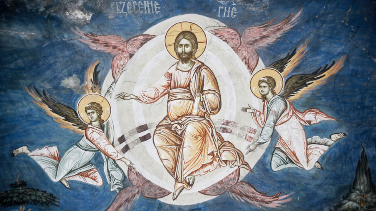 фреска Вознесения, святитель Николай Сербский