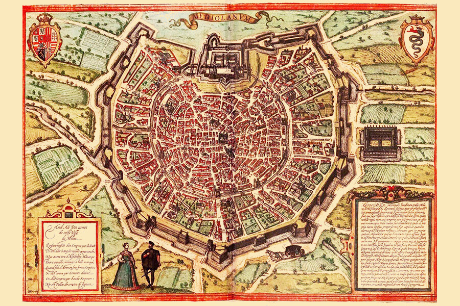 Старинная карта Милана