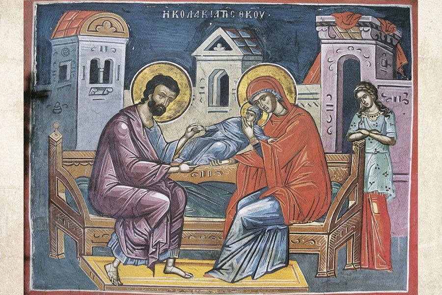 Ласкание Младенца Марии фреска