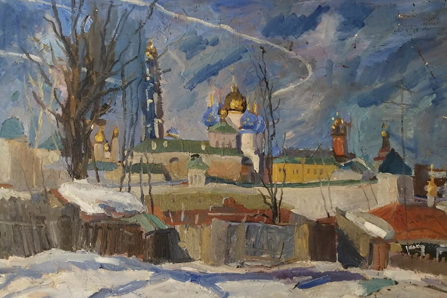 картина монастыря зимой