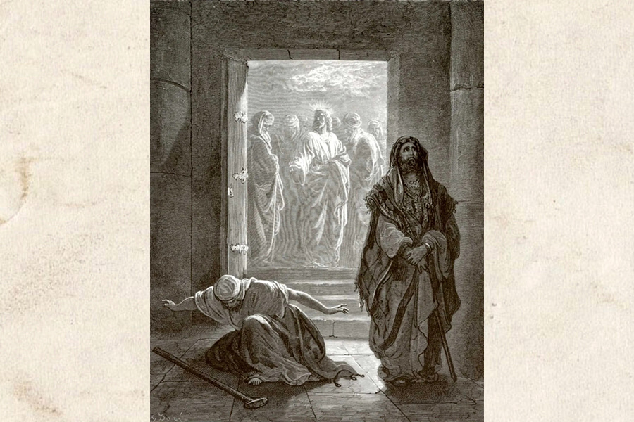 Иллюстрация евангельской притчи о мытаре и фарисее 