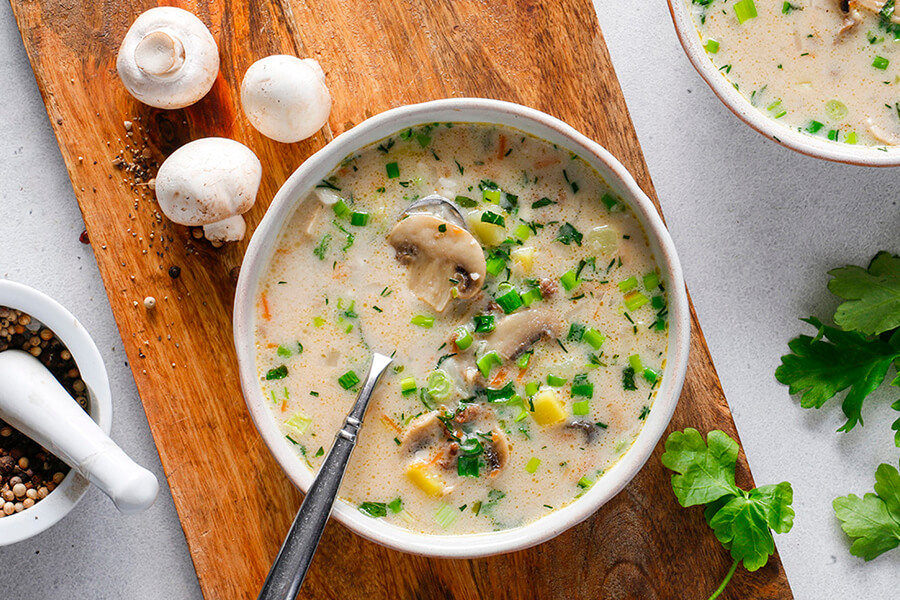 Сырный суп с креветками и грибами рецепт 