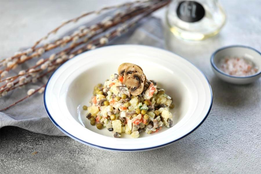 Постный оливье с грибами рецепт