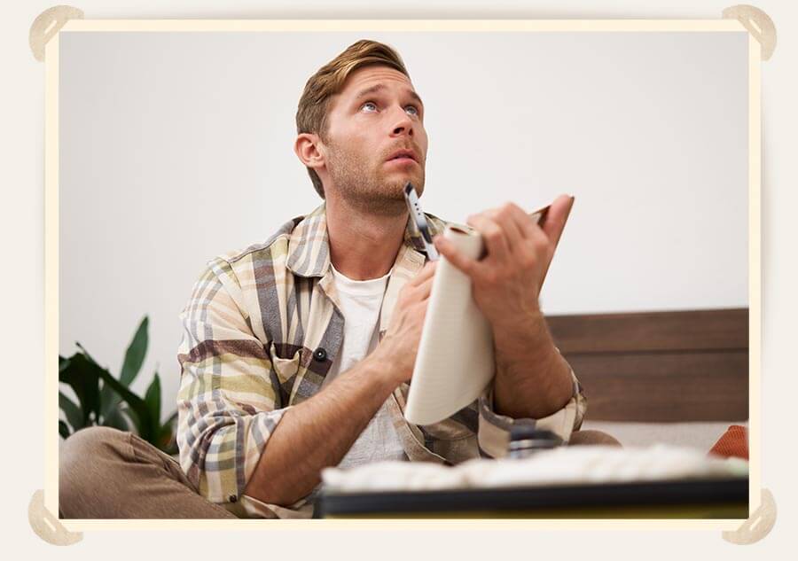 молодой человек учится