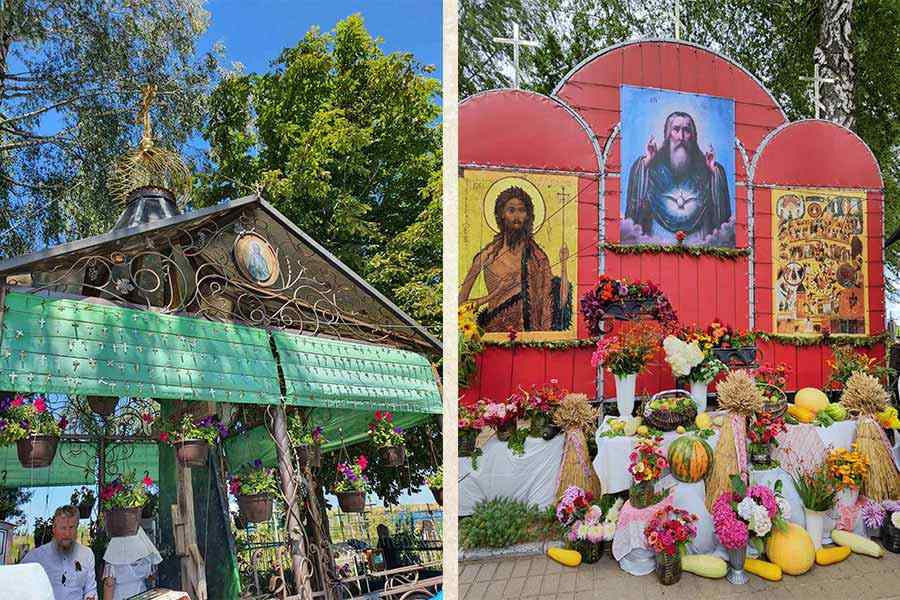 цветы на могилке святой