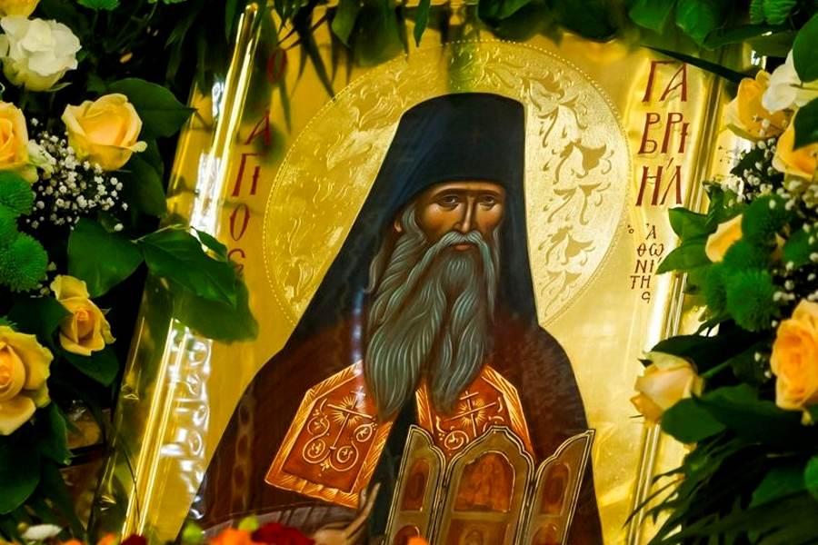 Современная икона преподобного Гавриила Афонского