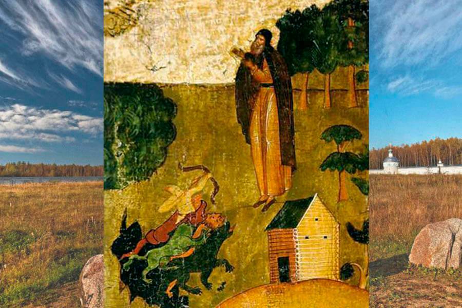 Преподобный Савва Крыпецкий борется с бесами 