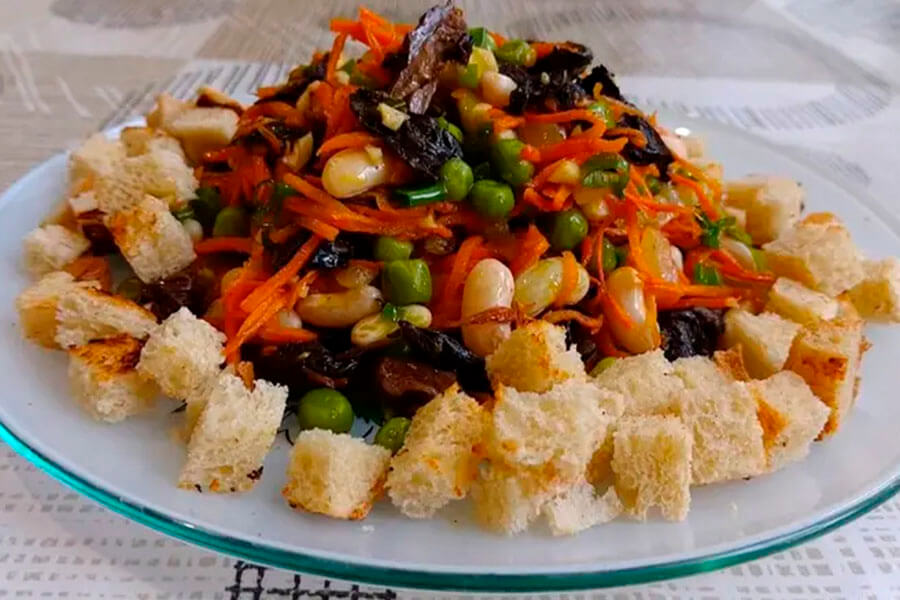 рецепт салата с фасолью и грибами фото