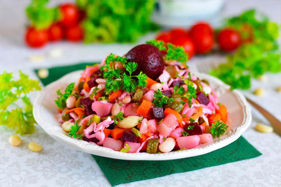 Винегрет с фасолью и квашеной капустой