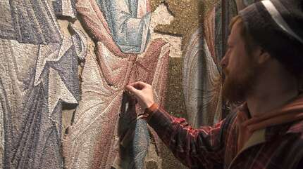 Мастера нашей обители украшают росписью и мозаикой храмы Архангело-Михайловского Зверинецкого монастыря в Киеве